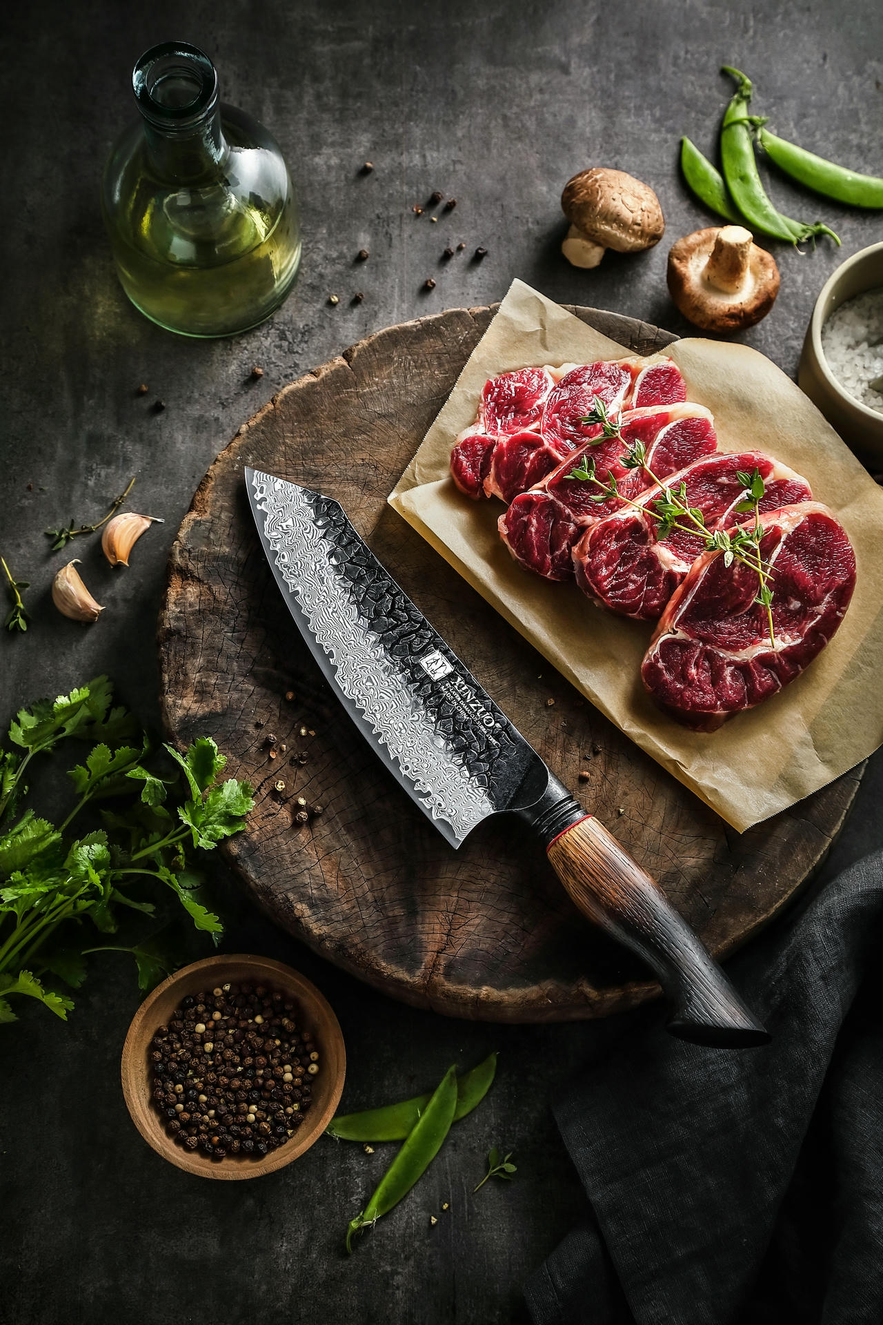 Rękojeść noża santoku Mo