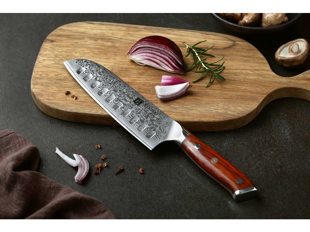 Nóż Santoku od XinZuo z szerokim ostrzem