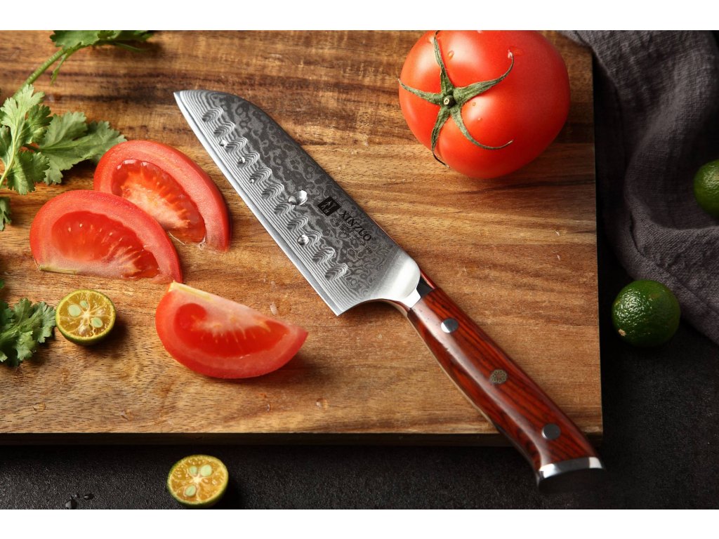 Nóż Santoku od XinZuo z szerokim ostrzem