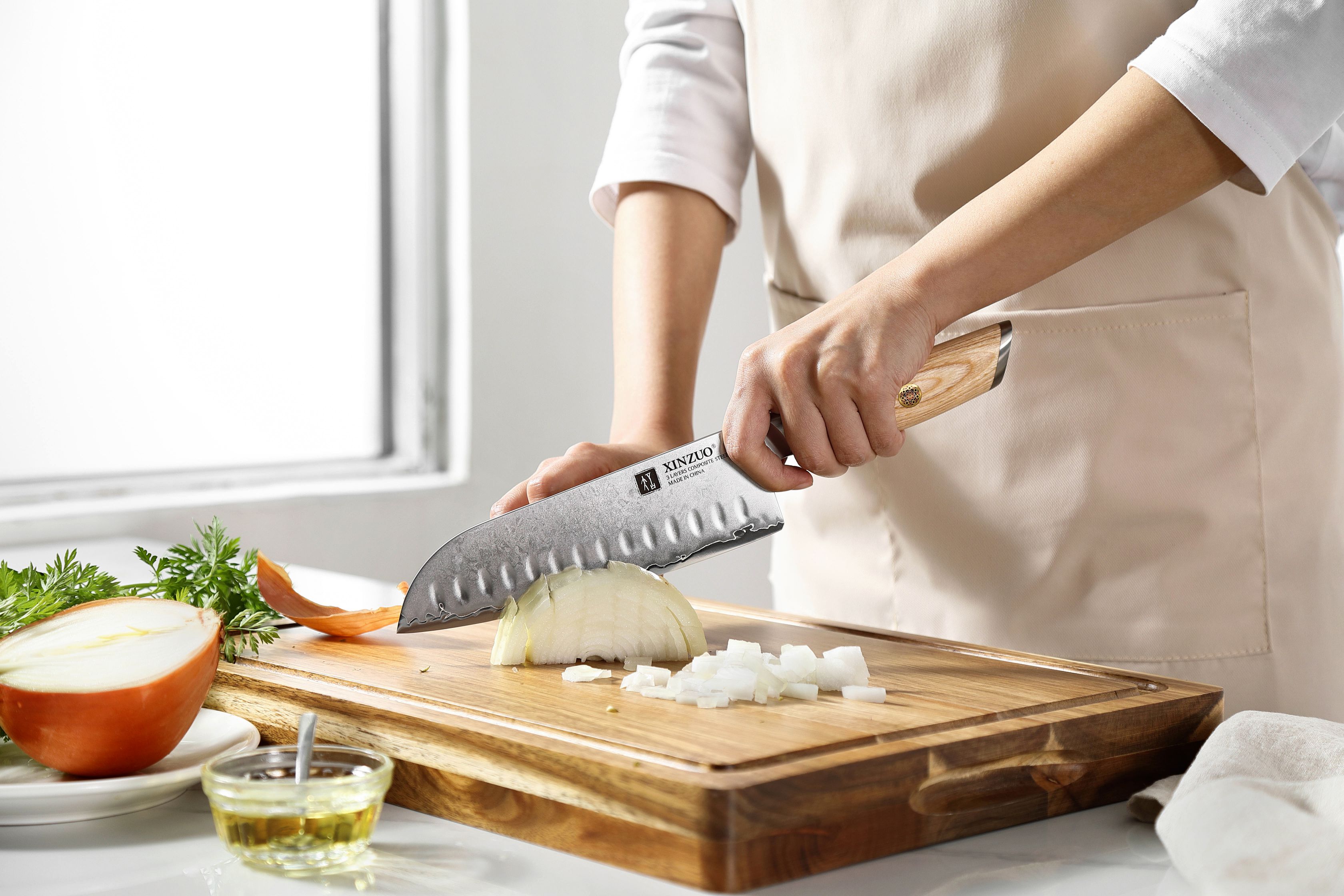 Nóż Santoku XinZuo Lan B37S 7