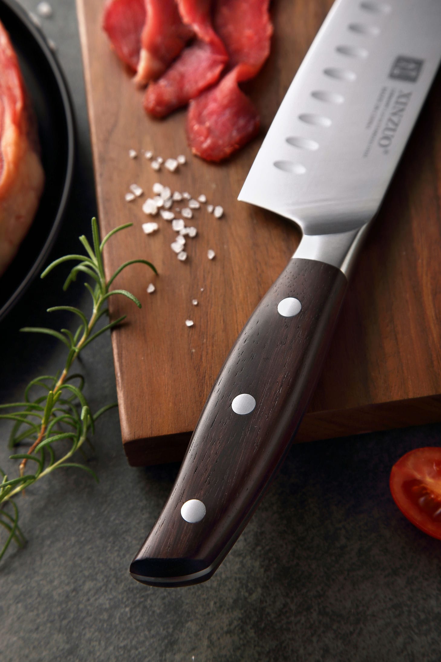 Nóż Santoku XinZuo Zhi B35 rękojeść